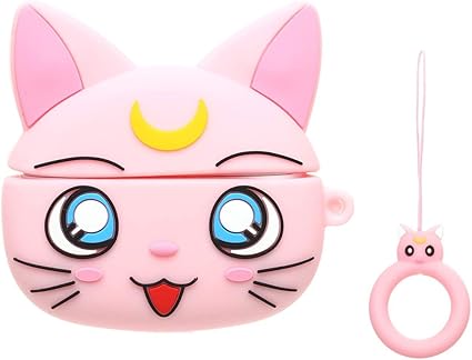 Amazon セーラームーン ネコ アルテミス モチーフ Airpods 第1世代 第2世代 Airpodspro 第3世代 エアポッズプロ ケース シリコン カバー フィンガーリング リング セット かわいい 韓国 可愛い お洒落 イヤホンケース ピンク 家電 カメラ オンライン通販