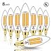 Hizashi 8 Pack 650 Lumen Fully Dimmable 6W LED Candle Light Bulb CRI 90+ 60W Equivalent Warm White Deep Dimmable 2700K LED E12 Candelabra Base Bulbs, Title 20, UL Listed
