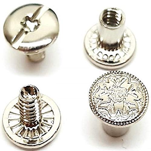 10 Pack of 3/8" Premium Nickel Over Brass Floral Chicago Screw Fasteners