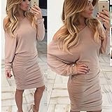 Iumer Sexy Women Ladies Dolman Sleeve Boat Neck Strapless Sweater Dress