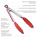 Kitchen Tongs Set,Besiva 9 Inch & 12 Inch Heat Resistant Cooking Tongs with Silicone Tips for BBQ,Salads,Grilling,Serving and Fish Turning (Red)