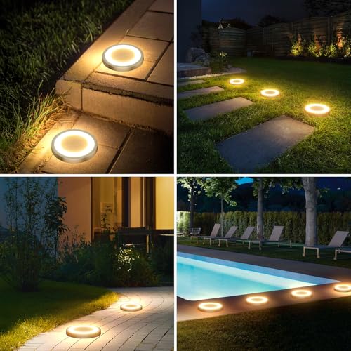 Solar Ground Lights for Garden/Walkway/Lawn/Driveway - Pack of 8 - Warm White