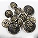 11 Piece Vintage Antique Brass (Bronze) Metal Blazer Button Set - King's Crowned, Vine Crest - for Blazer, Suits, Sport Coat, Uniform, Jacket (Antique Bronze)