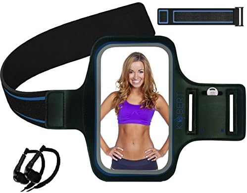 Kobert Exercise Armband for iPhone 6 Plus, 6S Plus, 6 5 5S 5C, Samsung Galaxy 6 S6 S5 S4, LG G2 G3 G4 Plus Key, C/Card Pockets, Earphone Holder, Blue