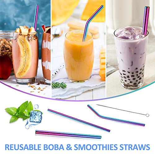 Reusable Metal Straw Boba Straws Extra Wide Stainless Steel Smoothie