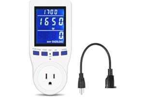 Electricity Usage Monitor, EECOO Power Meter Kill a Watt Energy Meter with Plug Extension Cord, HD LCD Backlight Display Plus