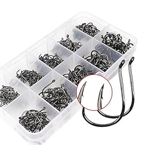 500pcs 10 Different Sizes Fishing Hooks Fish Hooks Fishhooks Sharpened Sharp Fishing Fish Hook Tackle Lure Bait Set Kit