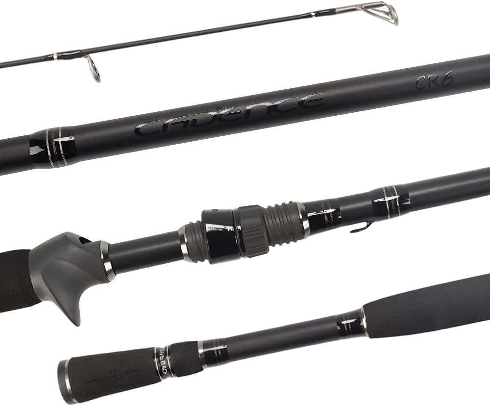 Cadence CR67B Baitcasting Rods Fast Action Fishing Rods Lightweight Portable Casting Rods with 40 Ton Carbon Exposed Blank Reel Seat Stainless Steel Guides with SiC Inserts Baitcast Rods