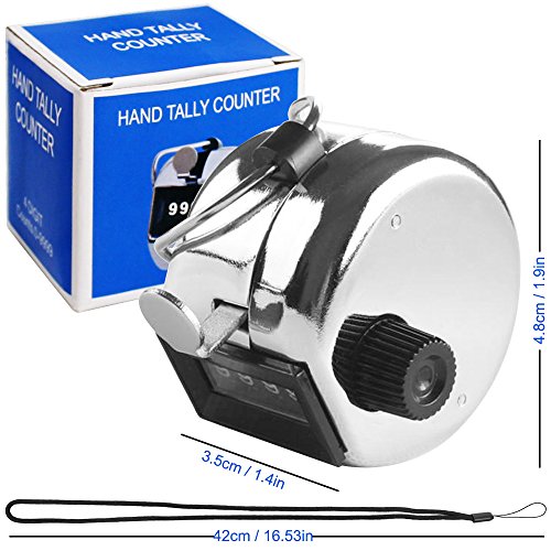 image for 4 Digit Hand Tally Counters with Lanyards, AFUNTA 4 Pack Mechanical La