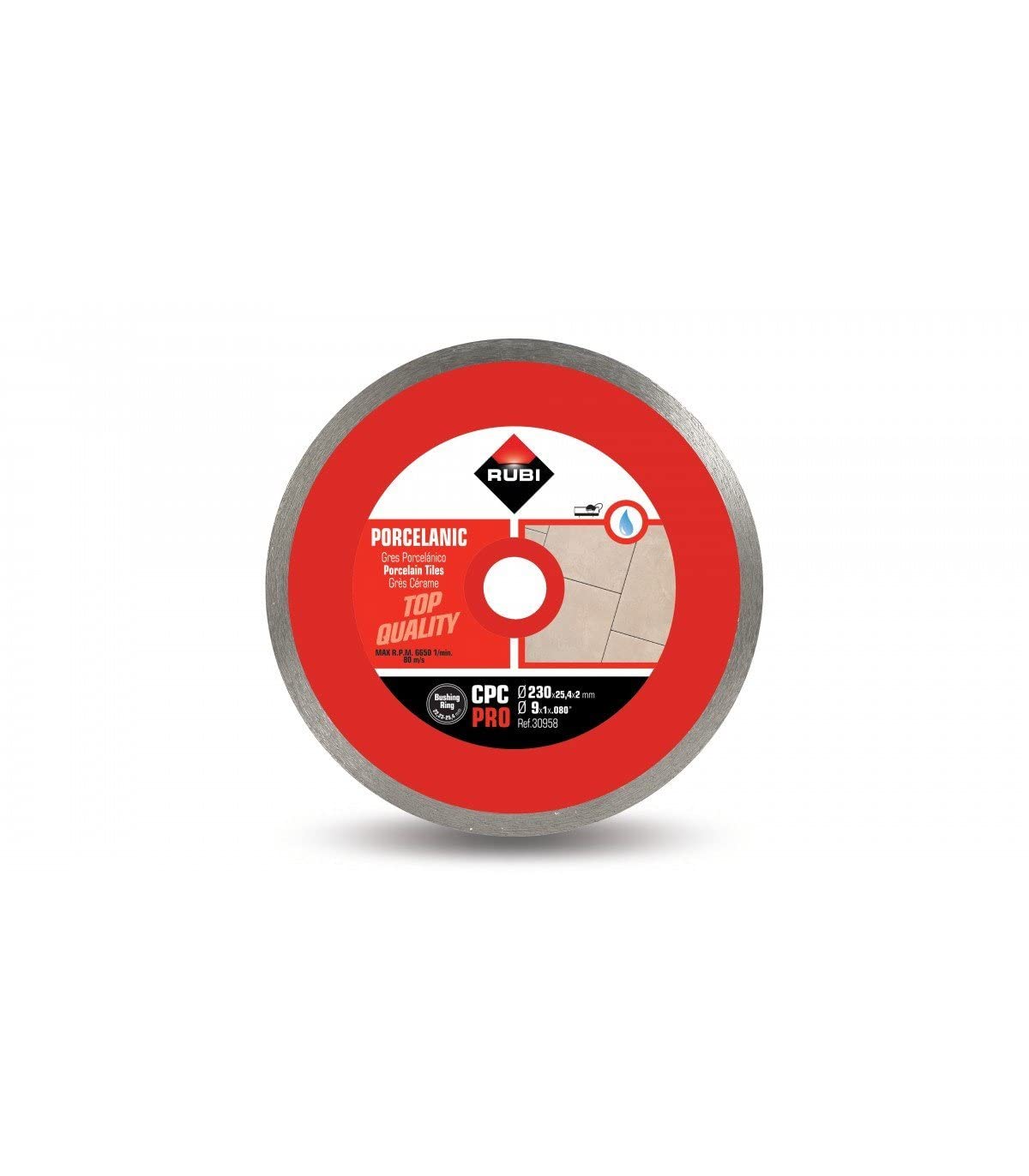 RUBI | Diamond Blade to Cut Fine Porcelain Tiles with Thicknesses of Less Than 25 mm | Recommended for Mitre Cutting | 230 mm | CPC 230 PRO