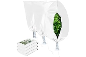 3 Pack Winter Plant Covers Freeze Protection,47.2" X 31.5" White Tree Cover Bags with Drawstring, Frost Cloth Blanket Protect