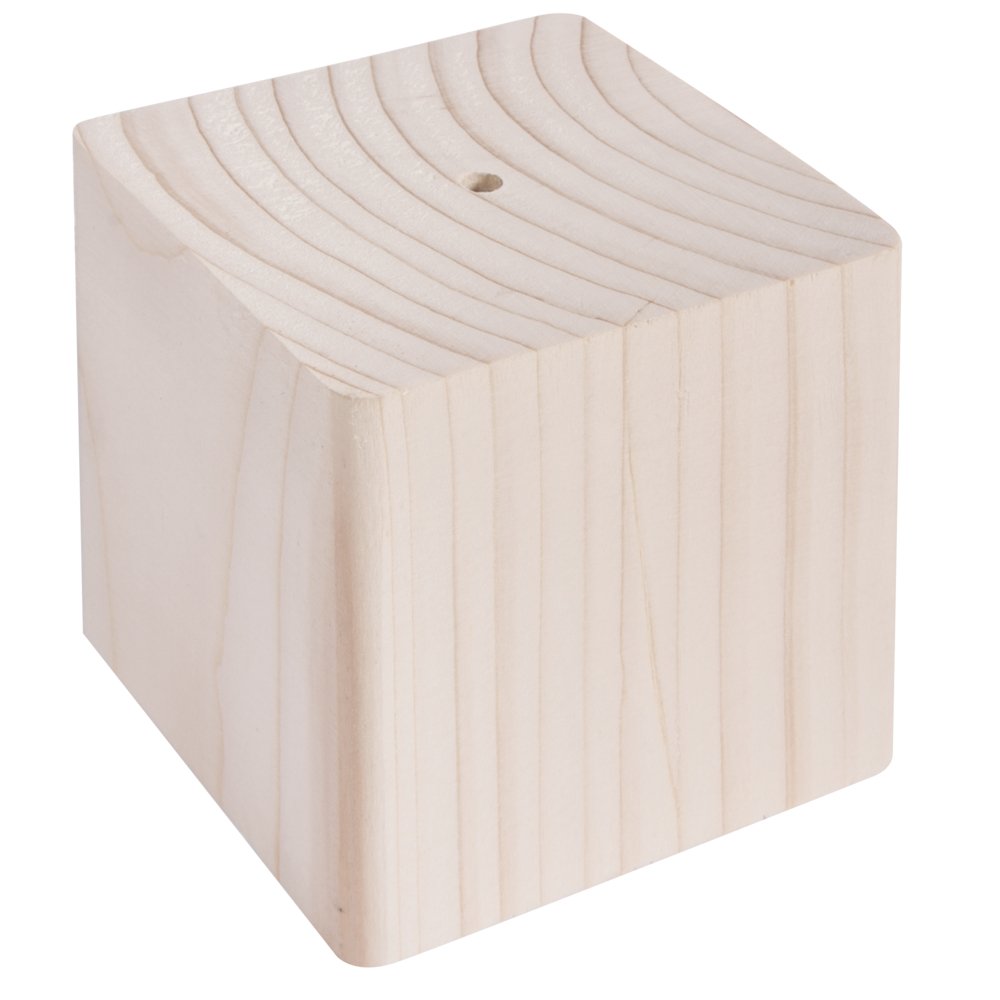 Rayher Sculpture Base, Square Wood Display Stand, Unfinished Wood Pedestal with Hole , spruce wood, 8x8x8cm, 62838000