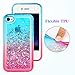 Ruky iPhone 4 Case, iPhone 4S Case, Gradient Quicksand Series Glitter Flowing Liquid Floating Bling Diamond Clear TPU Girls Case for iPhone 4 4S (Teal Pink)