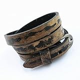 Jenia Wide Genuine Leather Mens Bangle Cuff Bracelet ,Punk Rock,Three Metal Spike Studded Adjustable