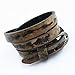 Jenia Mens Braided Leather Bracelet Genuine Leather Wristband Wrap Bracelet Brown
