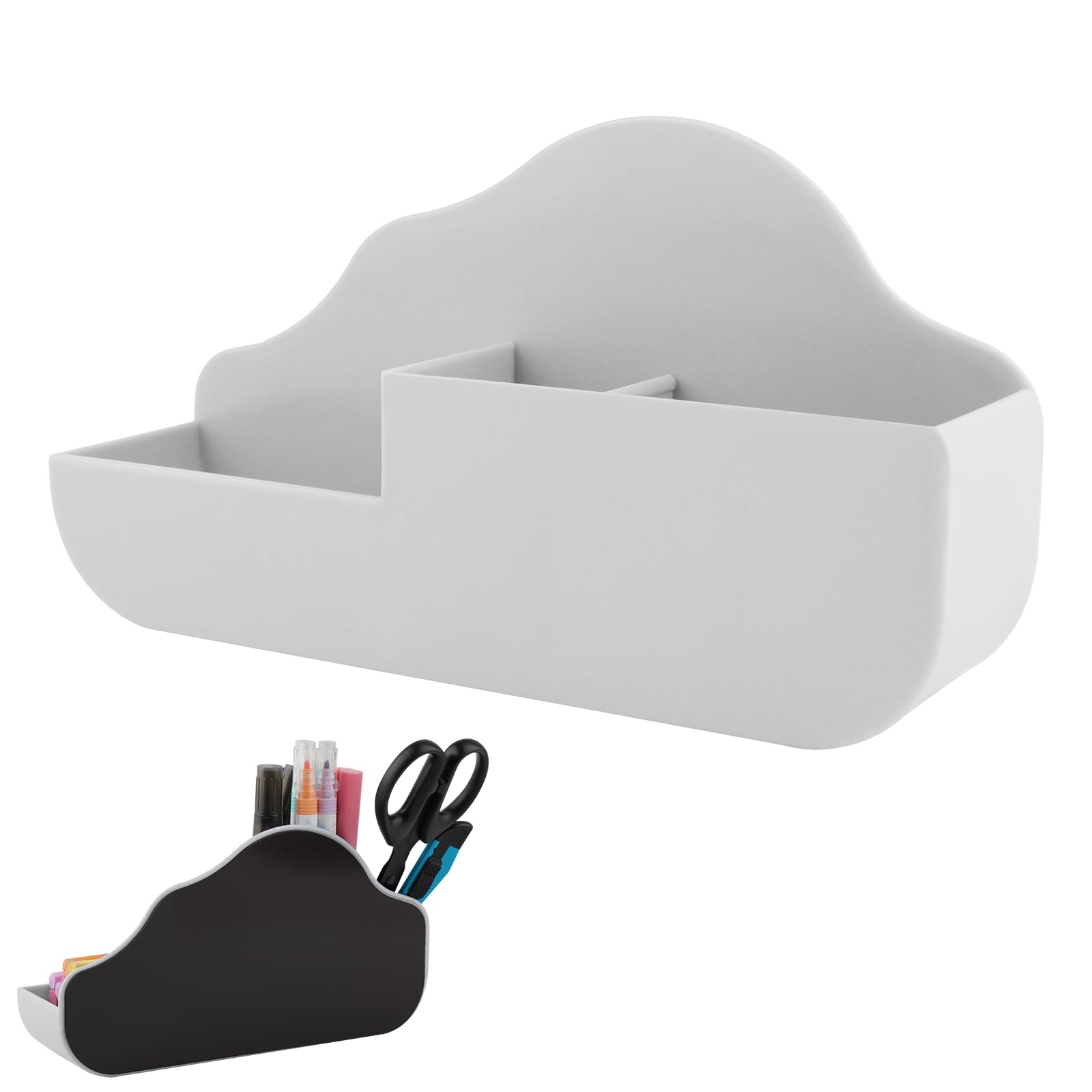 Photo 1 of KITANIS Cloud Style 3 Compartment Magnetic Dry Erase Marker Holder, Pen Pencil Organizer for Refrigerator, Whiteboard, Locker Accessories
