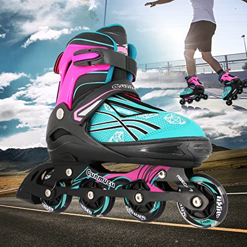 Cunmucu Adjustable Roller Blades Skates for Girls Boys Kids with All