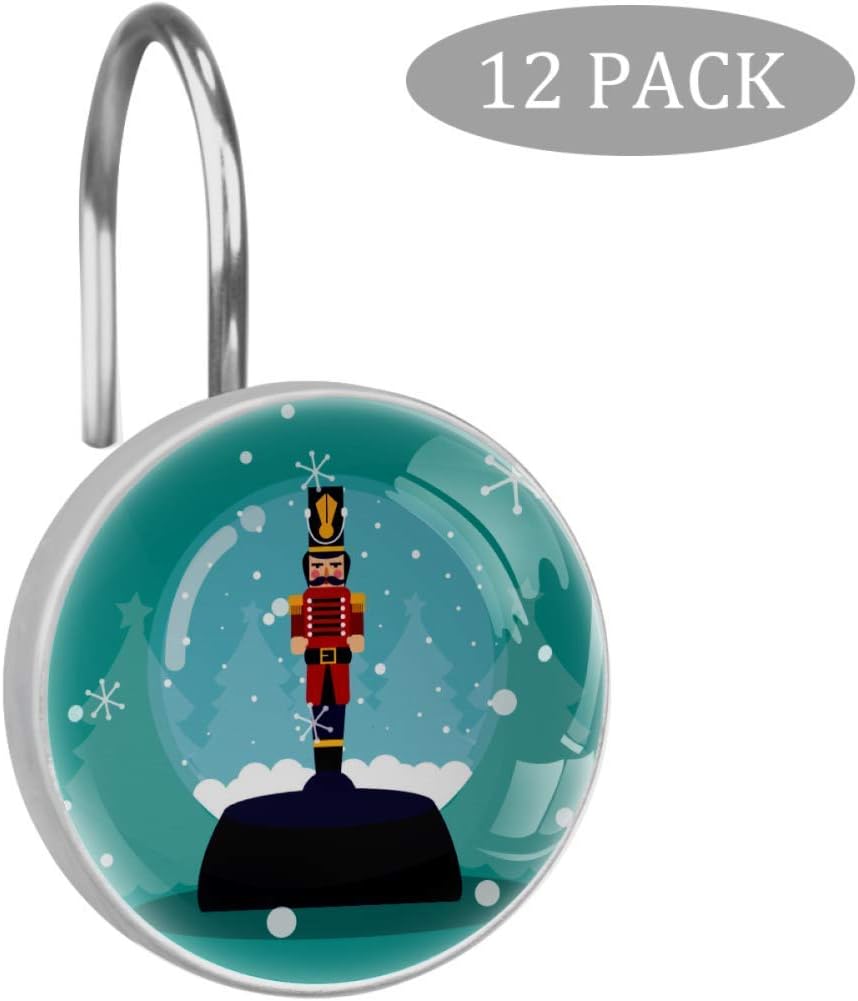 Nutcracker Soldier Crystal Ball Shower Curtain Hooks,Shower Rings for