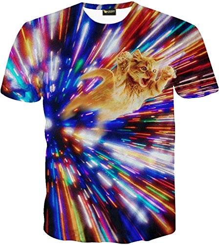 Unisex T Shirts with Colorful Cats 3D Animation Digital Printing