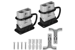 Uddick 120A Battery Quick Disconnect Connecteur Wire Harness Plug with Handle and Dust Cover, 600V Wire Harness Connector Plug for Cars, Trailers, Motors, and Electronics Maintenance(Grey, 2PC 4AWG)