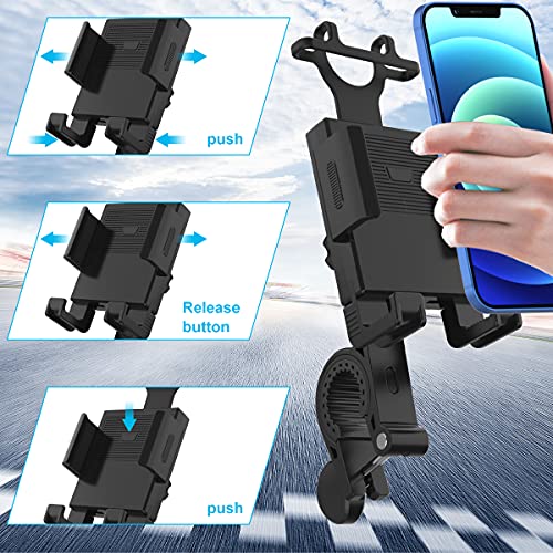 Bike Phone Mount,Motorcycle Phone Mount, Bike Phone Mount Holder for 4.7-6.7 inch Mobile Phone, Anti-Shake & Anti-Scratch ,360 Degree Adjustment ,Black.