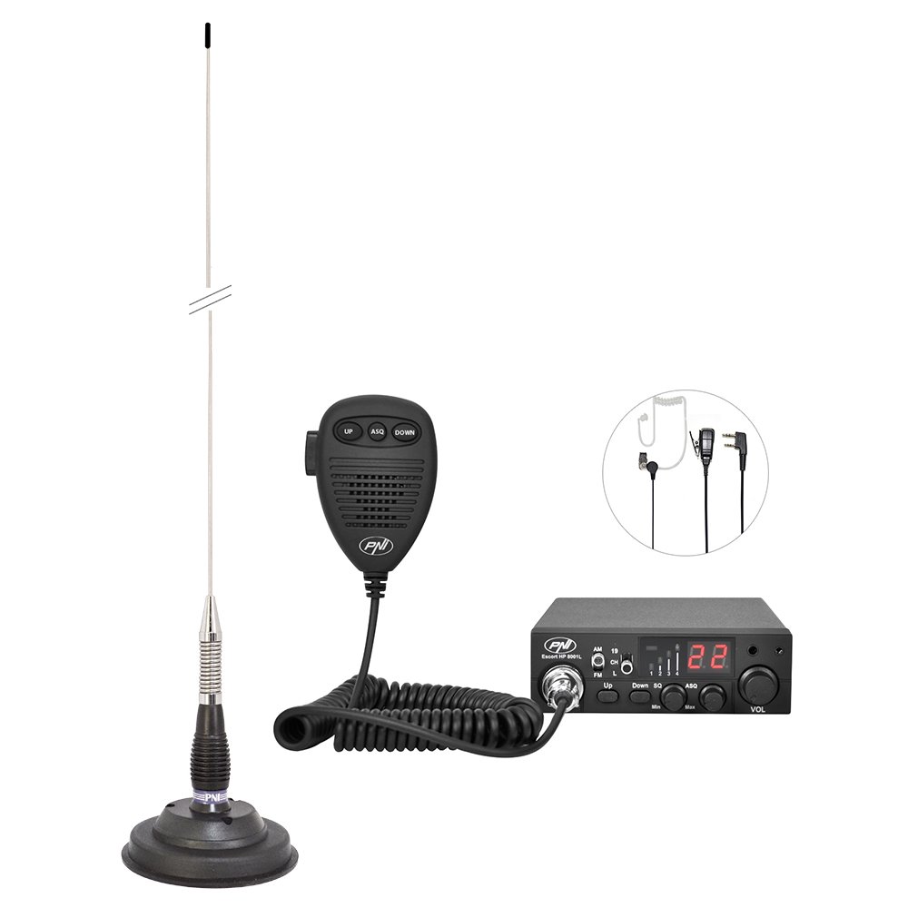 Kit CB radio CBI ESCORT HP 8001L ASQ + Headphones HS81 + CB PNI ML100 antenna with magnet
