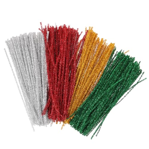 SEWOART 400pcs Glitter Chenille Stems Craft Decorations for Christmas DIY Craft Cleaners