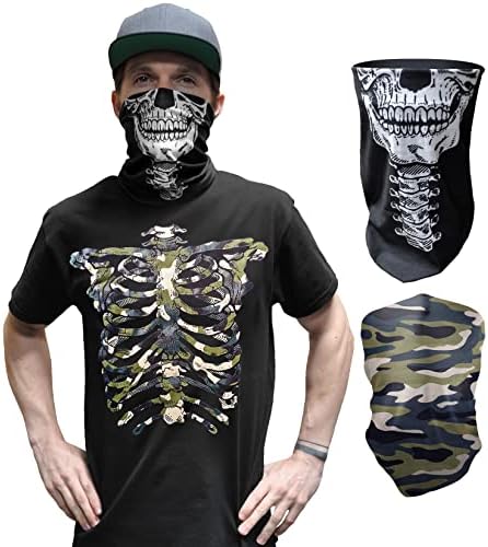 Amazon.com: Glow in The Dark Skeleton T-Shirt with Face Skull Mask