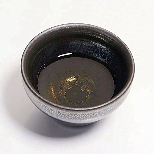 Yan Hou Tang - Metal JianZhan Tenmoku World Tea Cup Bowl Grey - Chinese 5 Elements Feng Shui Chinese Crafts Designer Collection Ceremony Ancient Style HandWork Handmade Oil Spot Sheaf Mouth Vitrified