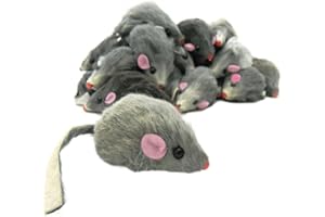 Essivox 5Pcs Gray Fur Rattle Mouse Cat, Interactive Pet Play Mice, Animal for Cats, Pet Supplies