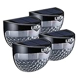 Litom Semi Circle Waterproof Fence Light Solar Lights Outdoor Garden for Patio Stairway Black 4Count