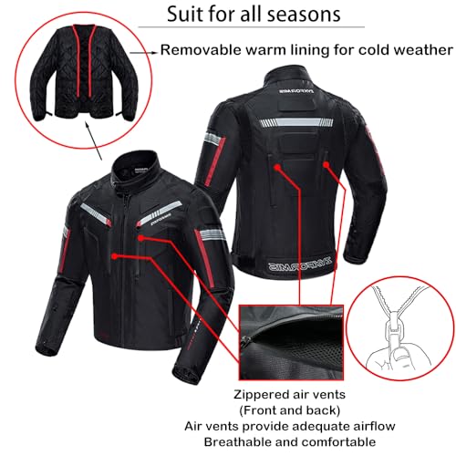 Motorcycle Jacket,Motorbike Biker Waterproof Jackets, Windproof Full Body Protective Gear Armoured Autumn Summer Winter for Men