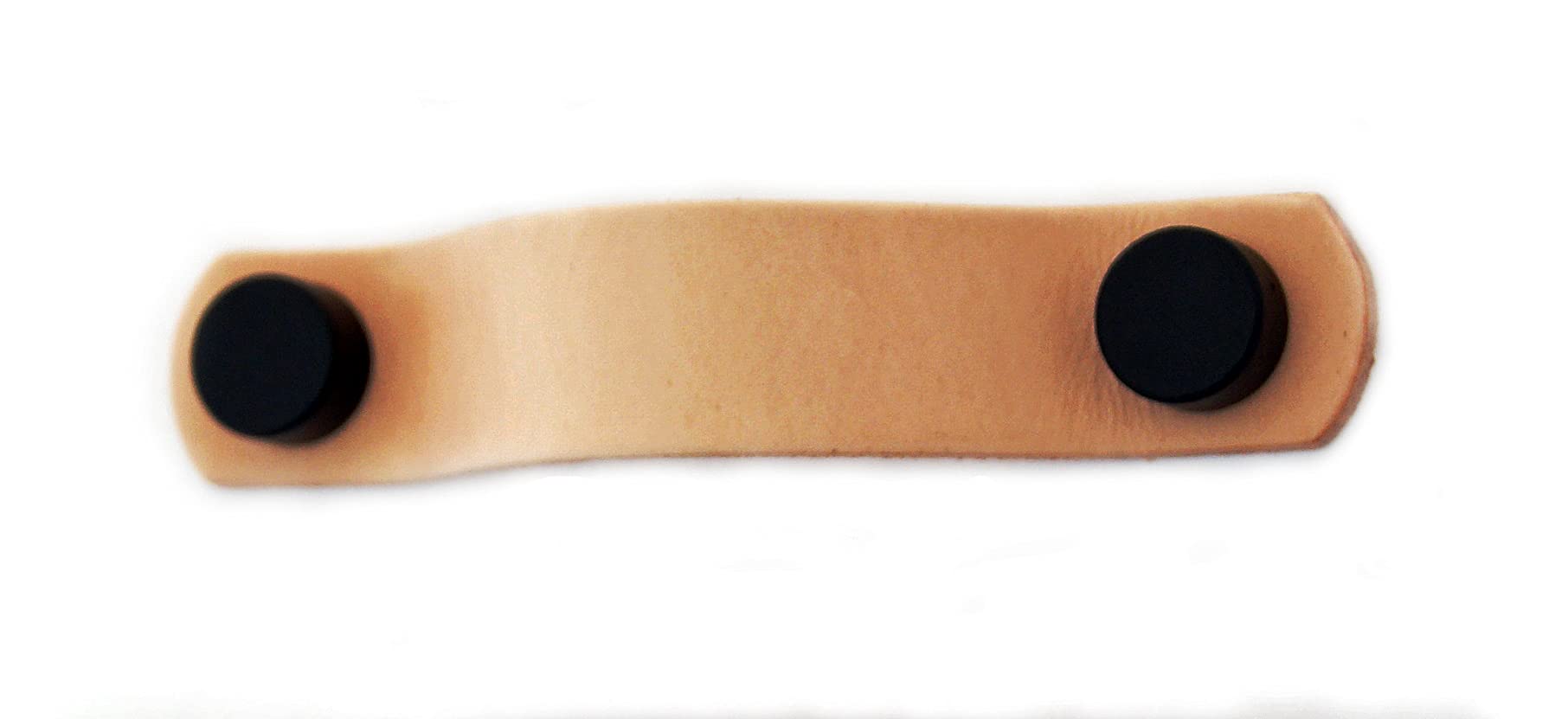 Leather Furniture Handle for wardrobes, Kitchen Units, Chest of Drawers or Drawers. Double Handle, Natural Colour (96 mm, Black)