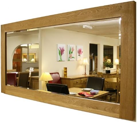 Yabbyou Large Solid Oak Chunky Mirror 150cm by 75cm Bevelled Glass