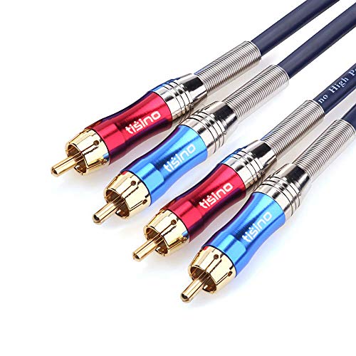 TISINO RCA Stereo Cable, 2 RCA Male to 2 RCA Male Stereo Audio Cable for Home Theater, HDTV, Amplifiers, Hi-Fi Systems-3FT/1 Meter