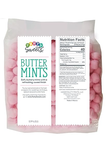 PARTY SWEETS PINK BUTTERMINTS, 2.75 POUND, APPX. 350 PIECES FROM HOSPITALITY MINTS