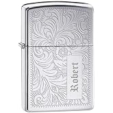 Zippo Custom Lighter &ndash; Personalized Engraved Venetian Design | Genuine Windproof Metal Lighter | Unique Gift for Men &amp; Women &ndash; Christmas, Halloween, Valentine