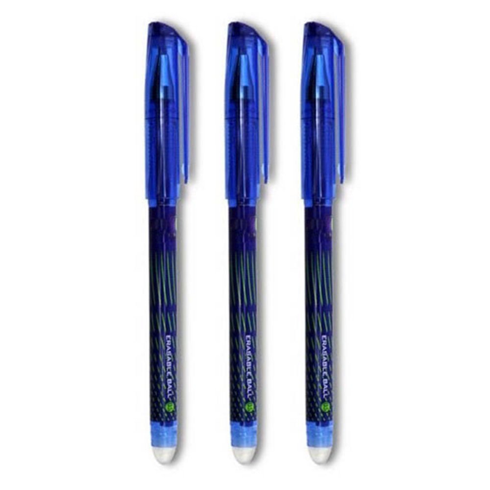 3 Erasable Rollerball Pens 0.5mm Blue Ink