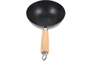 PAMINGONO Japanese Mini 20Cm Cast Iron Wok Pan for Single Person Cooking, Non-Coated Flat Bottom Frying Pan,