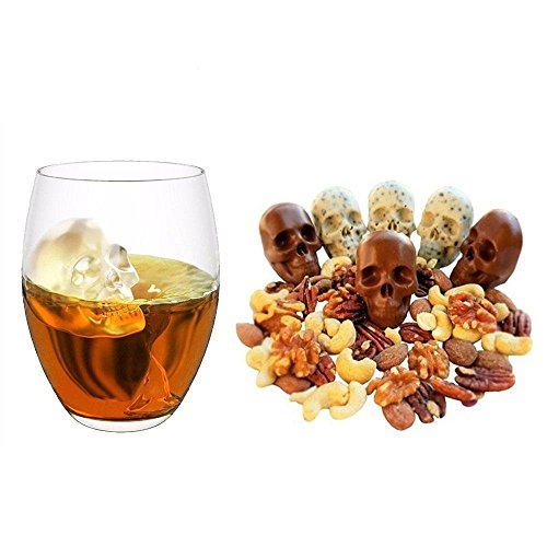 3D Totenkopf Silikon Eiswürfelform, Eiswürfelschalen Eiswürfelbehälter Eiswürfelbereiter für Whisky, Cocktails, Saft… – Bild 6