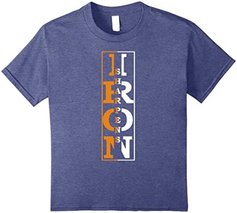 Kids Christian Religious TShirt Iron Sharpens Iron Proverbs 27:17 12 Heather Blue