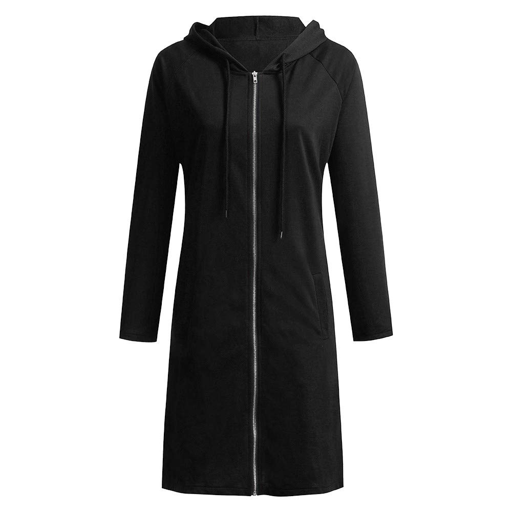 RedBrowm-women Jacket Winter Classic Warm Zip Coat Long Hoodie Loose Sport Outwear