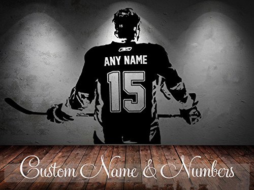 PPL21 (Leave a Message of Custom Information) Hockey Player Wall Art Decal Sticker Choose Name Number Personalized Home Decor Wall Stickers for Kids Room Vinilos Paredes D645 1 PCs