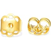 14K Real Gold Earring Backs, Yellow Gold Earrings Backs Replacements for Studs, Secure Ear Locking for Stud Earrings, Gold Earring Backs for Small Earring/Heavy Earring(Style 1)