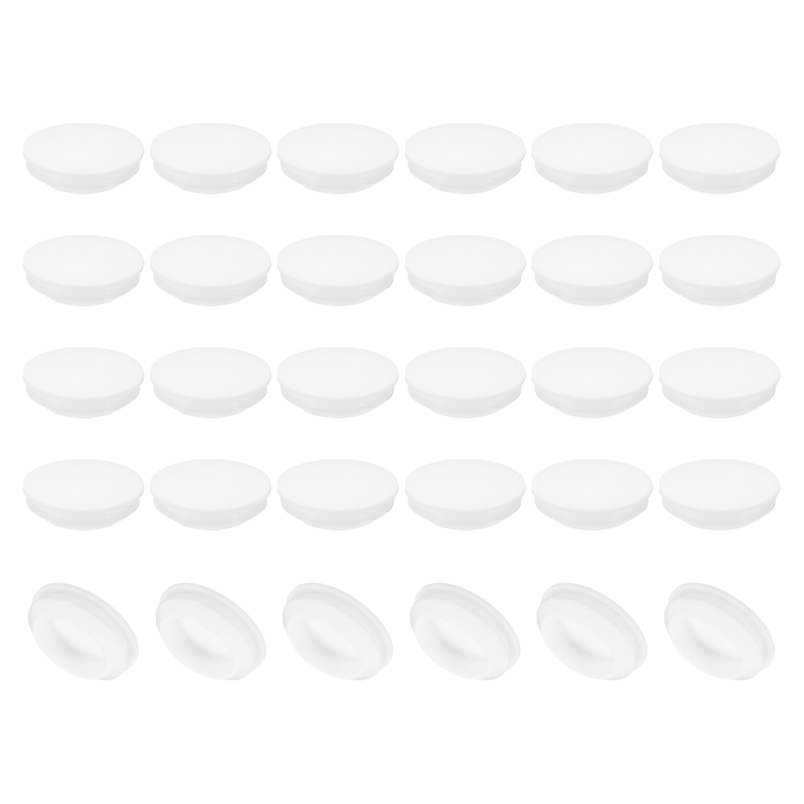 PATIKIL 25mm Diameter Silicone Round Snap, 30 Pcs in Type Locking Furniture Hole Plug Button Protective Cover Cap Head Fit for 2.5-25mm Hole for Seal Bulkhead Cylinder Hole, White