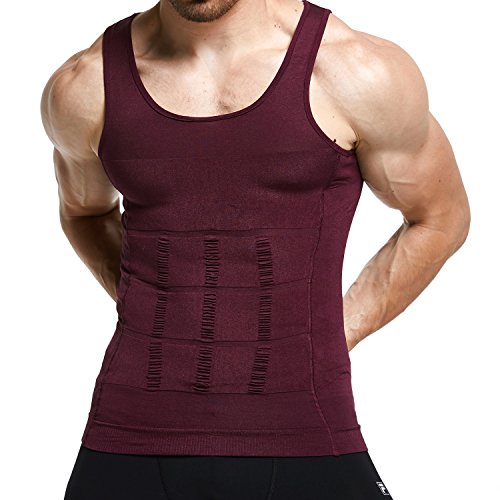 GKVK Mens Slimming Body Shaper Vest Shirt Abs Abdomen Slim, Purple, XL(chest size 106cm-110cm/42inches-44inches) - Thumbnail 2
