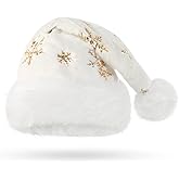 Queenmore Adult's Christmas Santa Claus Hat, Plush Santa Cap, Velvet Headwear, Lined and Fabric-Shedding Resistant