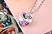 SUE'S SECRET Love Heart Crystal Pendant Purple Pink Heart Shape Necklace with Crystal, Birthstone Necklace, Braveheart Pendant Necklace, Woman Fashion Jewelry Heart Necklace