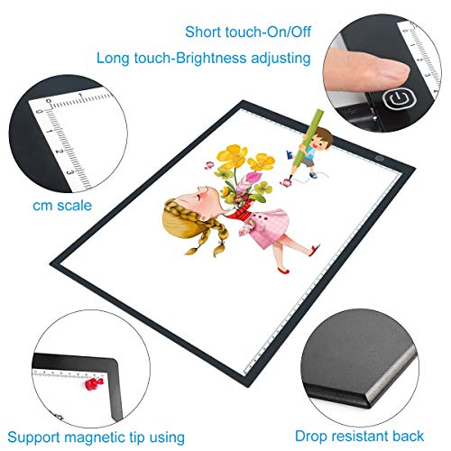Large A3 Drawing Painting Board for Kids, 23" LED Light Box Tracing Drawing Pad Diamond Painting 10 Dimmable Brightness Adjustable for Artists Sketching Animation Stencilling X-rayViewing (Black)