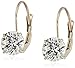 10k Gold Swarovski Zirconia Dangle Earrings (2 cttw)